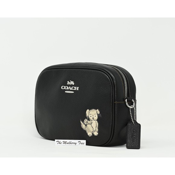 COACH JAMIE Camera Bag w Happy Dog Black Pebbled Leather CC791 NWT $398 - Picture 2 of 12